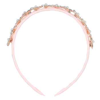 Girls Pink Velvet Embellished Hairband
