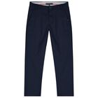 Boys Navy Blue Logo Trousers, 2, hi-res