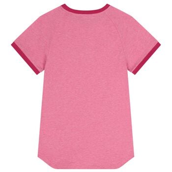 فستان بنات بشعار ميني مي باللون الوردي 