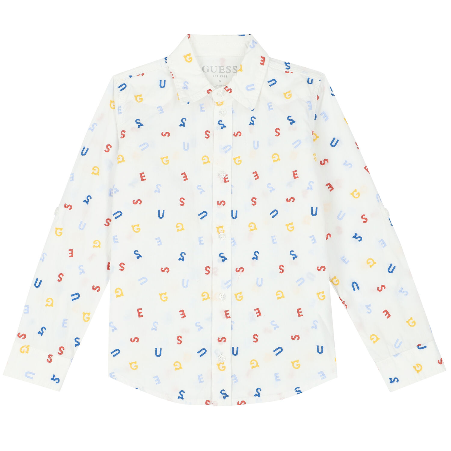 قميص أولاد بالشعار باللون الابيض, 1, hi-res