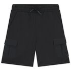 Boys Boys Black Logo Shorts, 1, hi-res