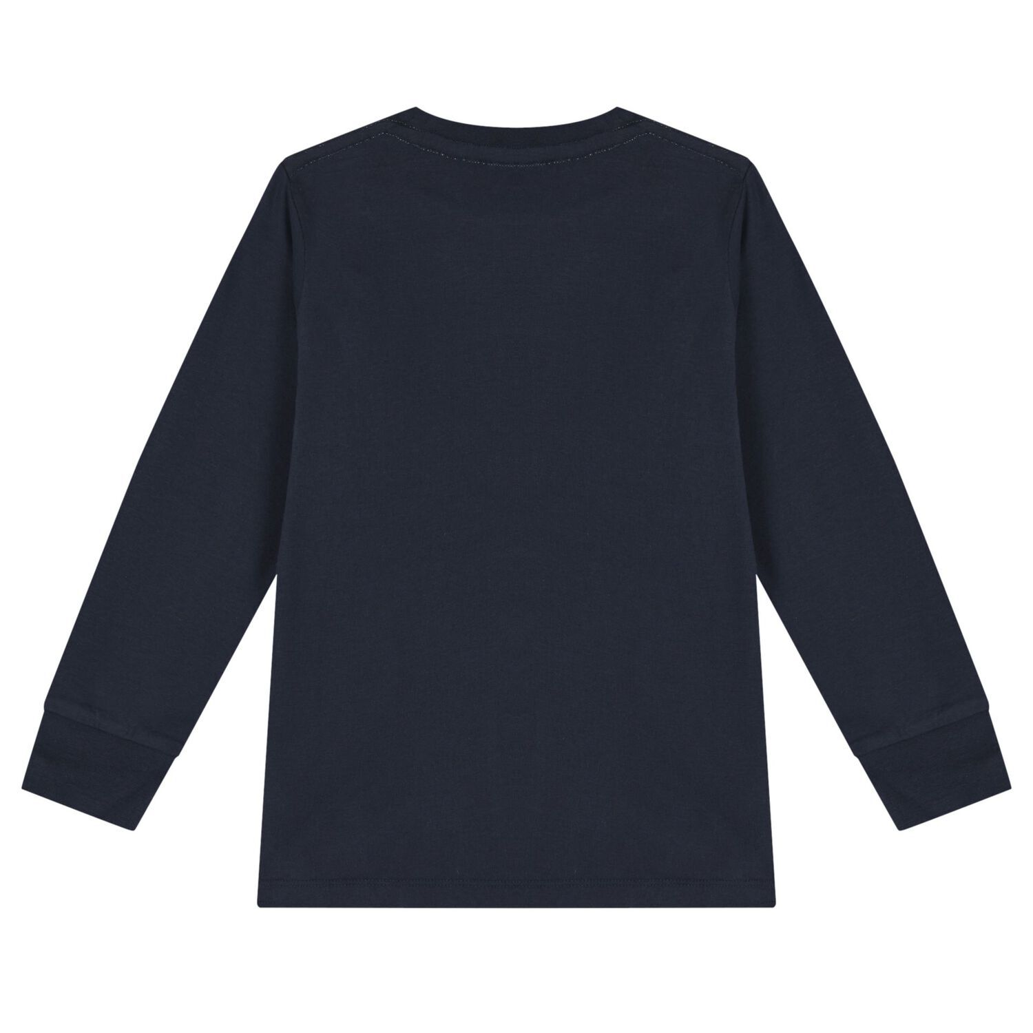 Boys Navy Blue Logo Long Sleeve Top, 1, hi-res