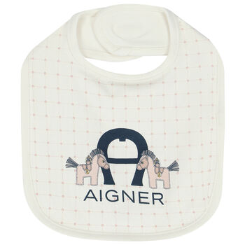 Ivory & Horse Pima Cotton Logo Baby Bib
