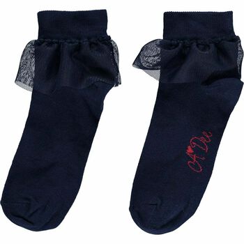Girls Navy Logo Socks