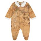 White & Beige Geo Map Babygrow Gift Set , 1, hi-res