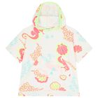 Girls White Hooded Beach Dress, 1, hi-res