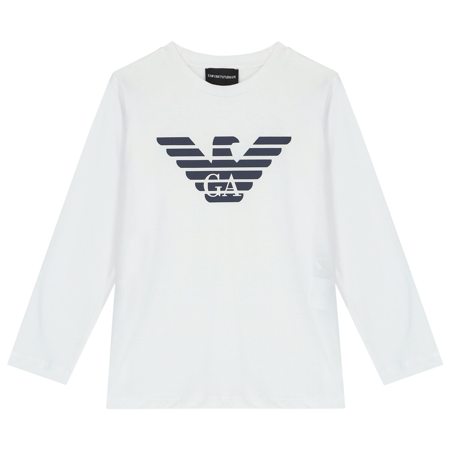 Boys White Logo Long Sleeve Top , 2, hi-res
