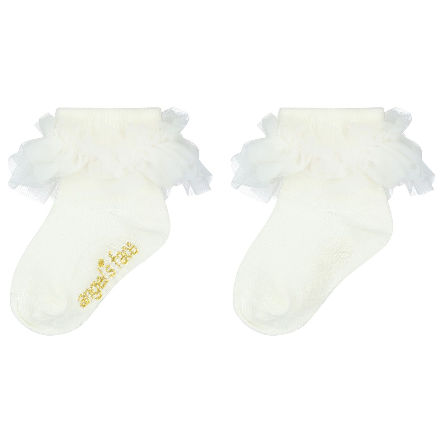 Baby Girls White Ruffled Socks, 2, hi-res