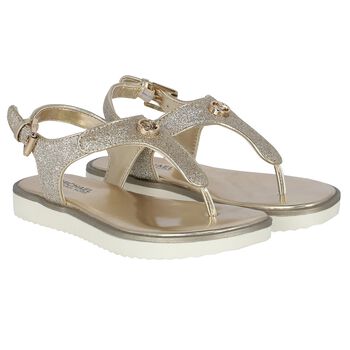 Girls Ivory & Gold Sandals