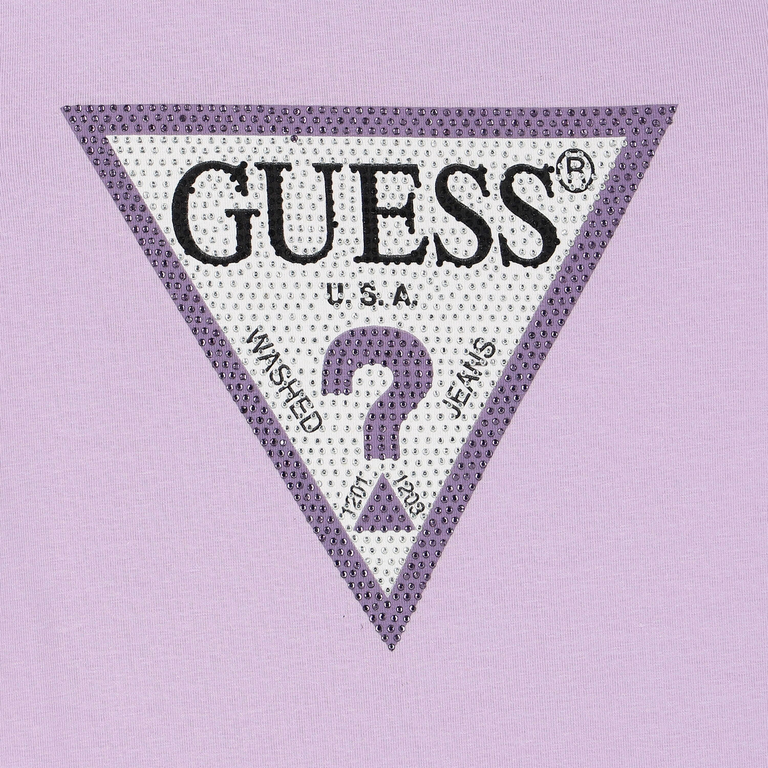 Girls Purple Diamante Logo T-Shirt, 3, hi-res