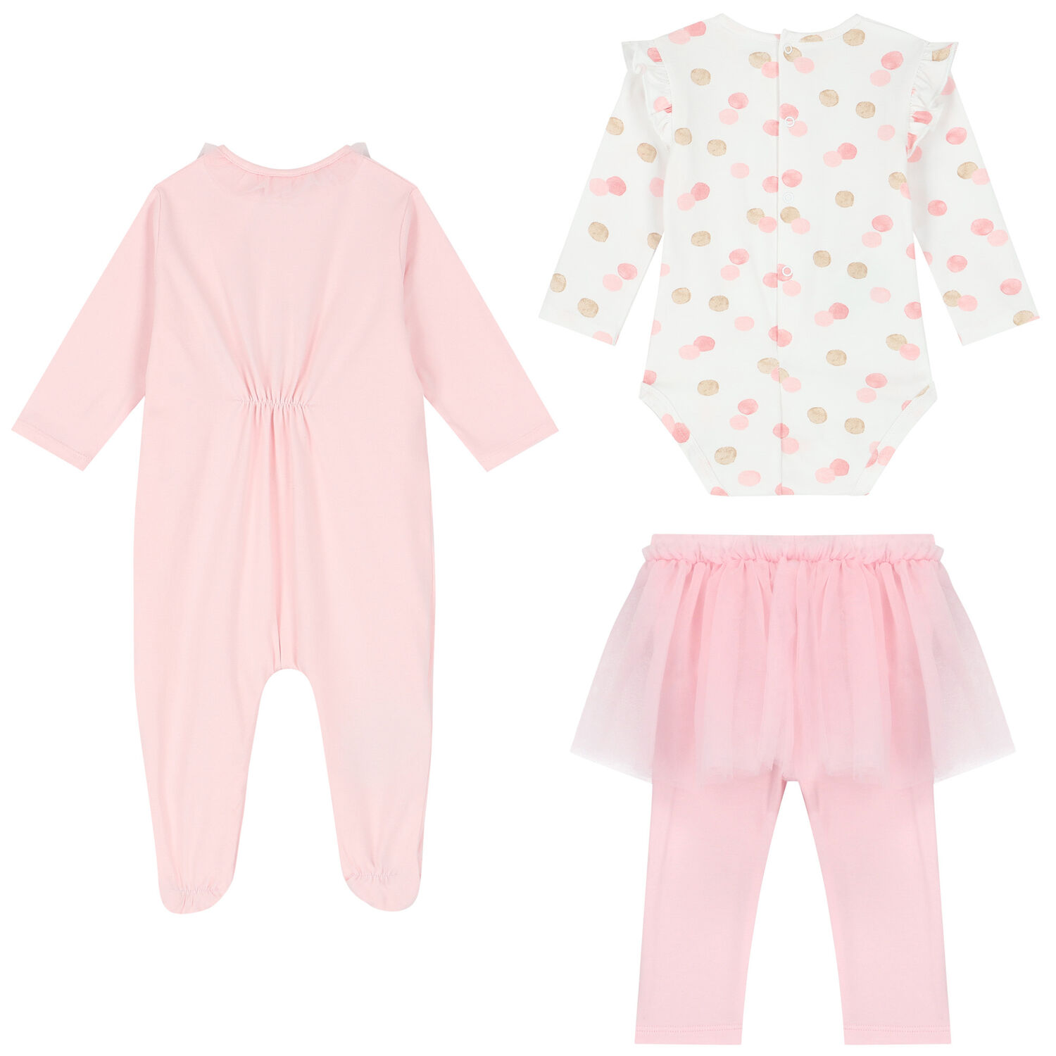 Girls Pink Ballerina Babygrow & Set (3 Piece), 1, hi-res
