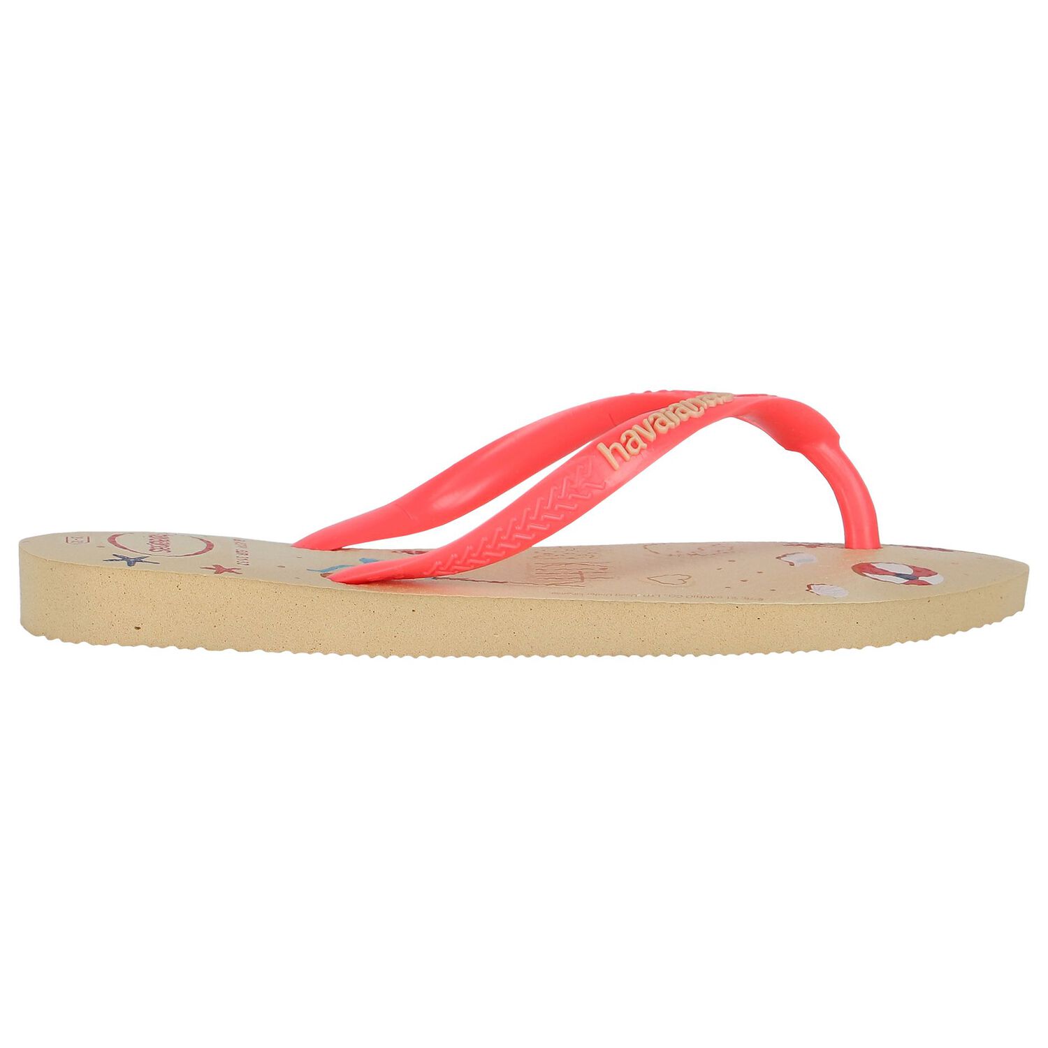 Girls Gold Hello Kitty Logo Flip Flops, 1, hi-res image number null