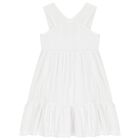 Girls White Embroidered Dress, 3, hi-res