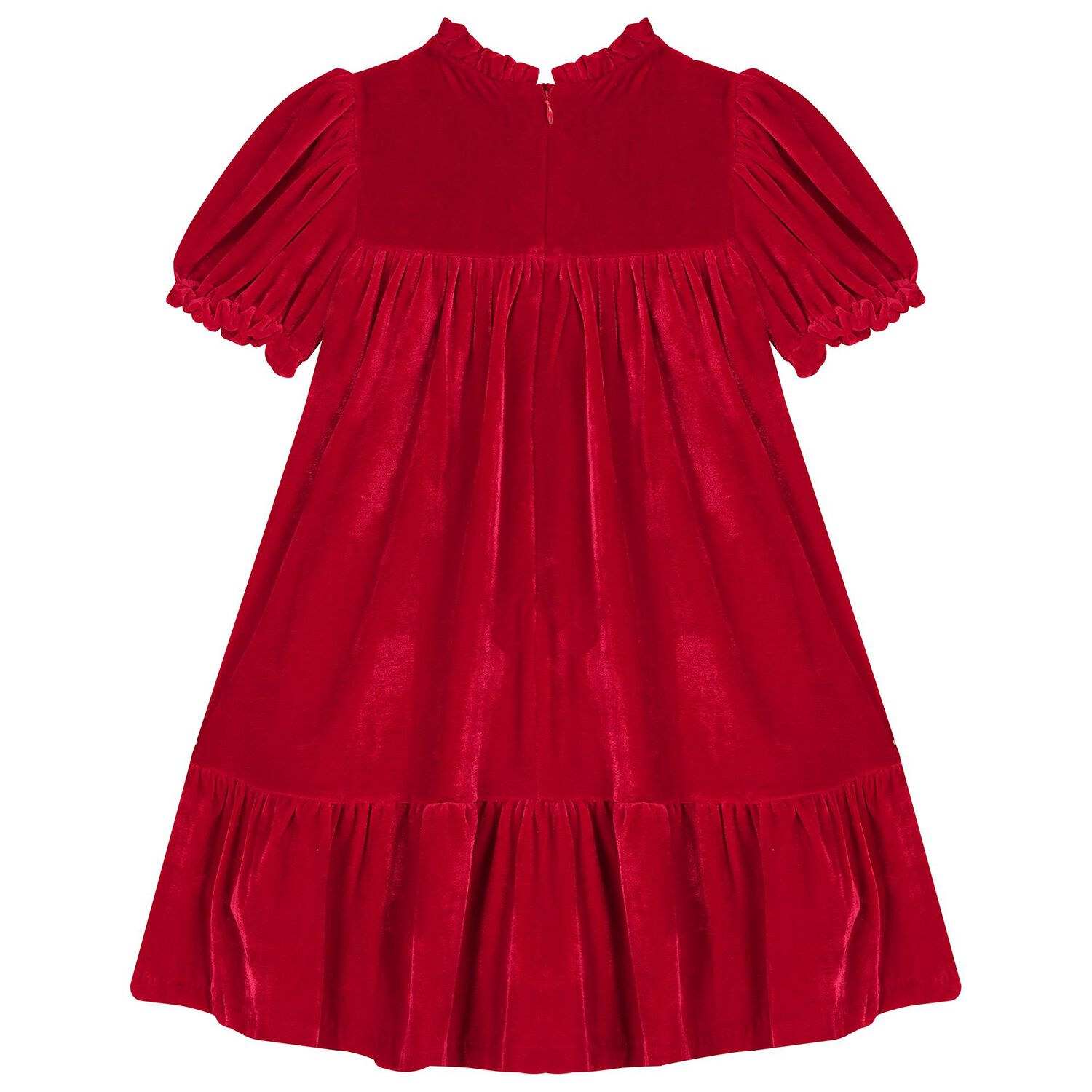 Girls Red Bow Velvet Dress, 1, hi-res