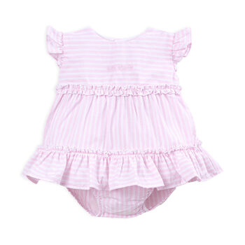 Girls Pink Cotton Dress Set