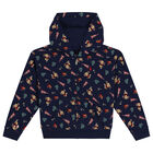 توب هودى بنات بالشعار باللون الكحلى, 1, hi-res