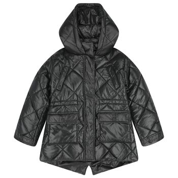 Girls Black Quilted Puffer Jacket