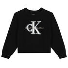 Girls Black Logo Knitted Top, 1, hi-res