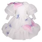 Girls White & Blue Butterfly Dress, 1, hi-res