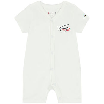 Baby Boys White Logo Romper