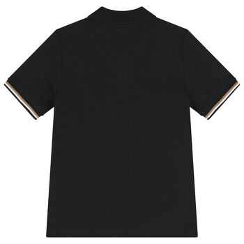 Boys Mini-Me Black Logo Polo Shirt