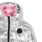 Girls Silver & Pink Reversible Puffer Jacket, 1, hi-res