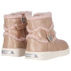 Younger Girls Gold Faux Fur Boots, 1, hi-res