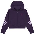 Girls Purple Disney Logo Hooded Zip Up Top, 1, hi-res