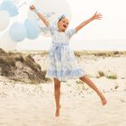 Girls White & Blue Chiffon Dress, 1, hi-res