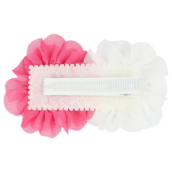 Girls White & Pink Flower Hair Clip