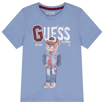 Guess Boys Blue Teddy Bear Logo T-Shirt, 1 Boys Blue Teddy Bear Logo T-Shirt