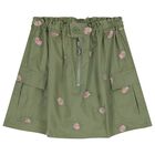 Girls Green Floral Skirt, 1, hi-res