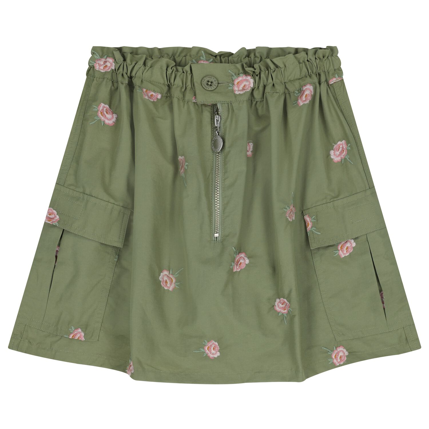 Girls Green Floral Skirt, 1, hi-res