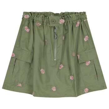Girls Green Floral Skirt