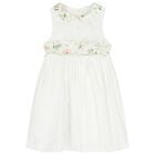 Girls White Ruffled Floral Dress, 1, hi-res