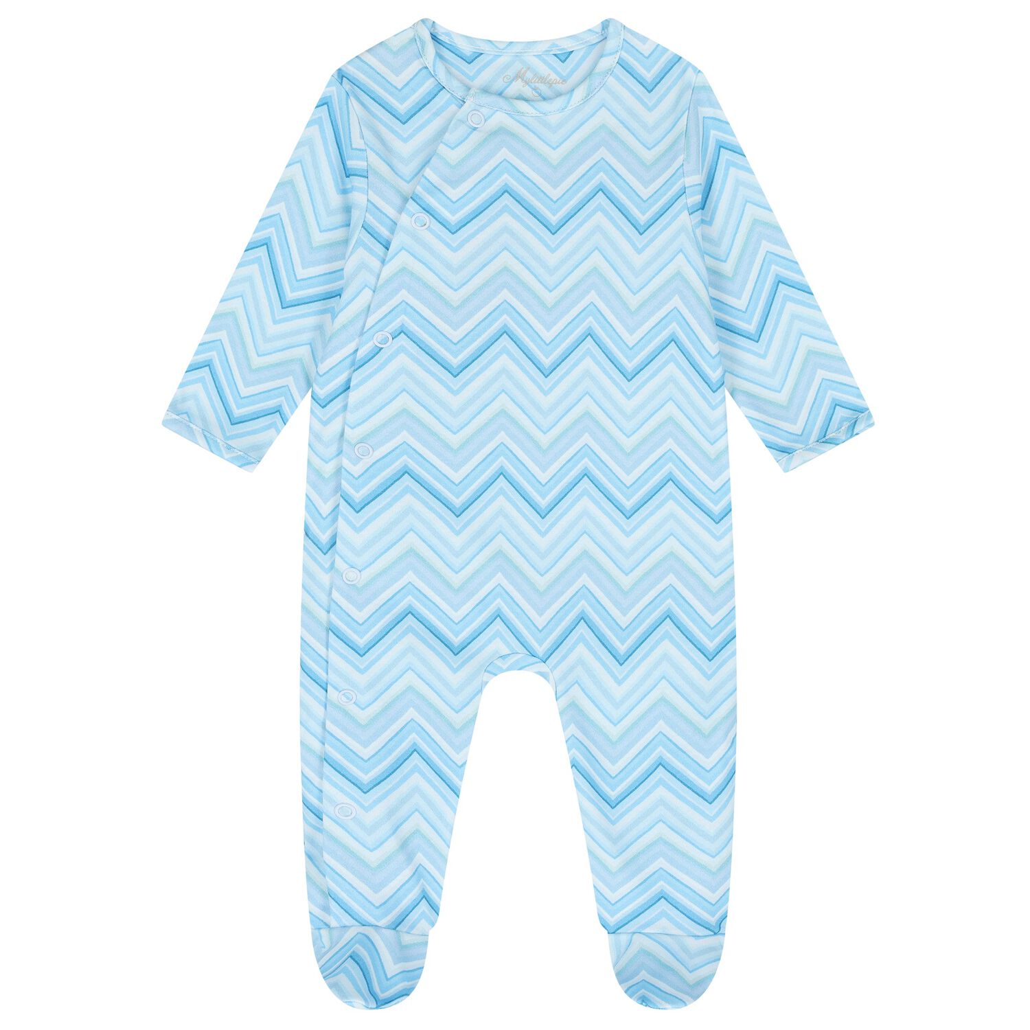 Baby Boys Blue Zig Zag Babygrow , 2, hi-res