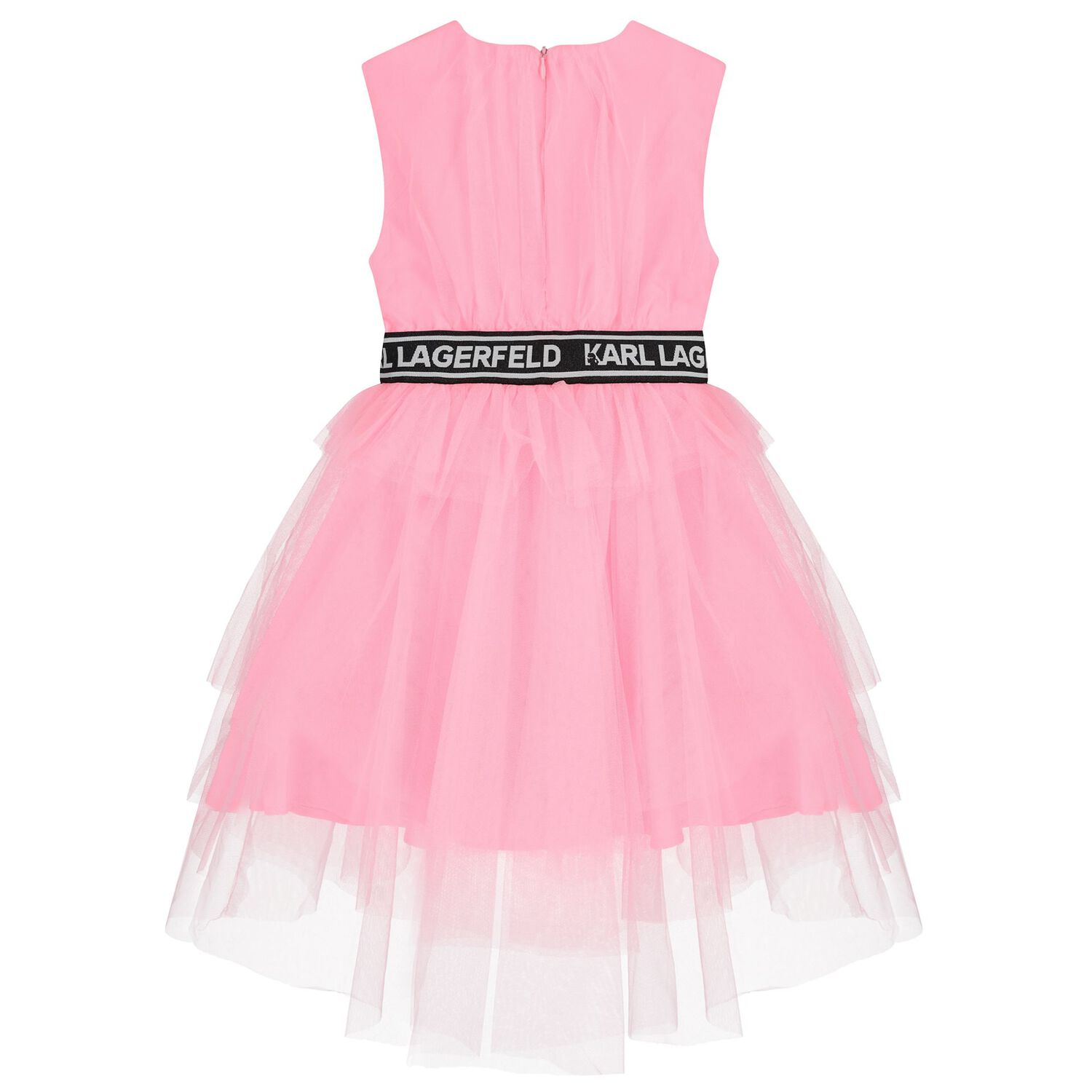 Girls Pink Logo Tulle Dress, 1, hi-res