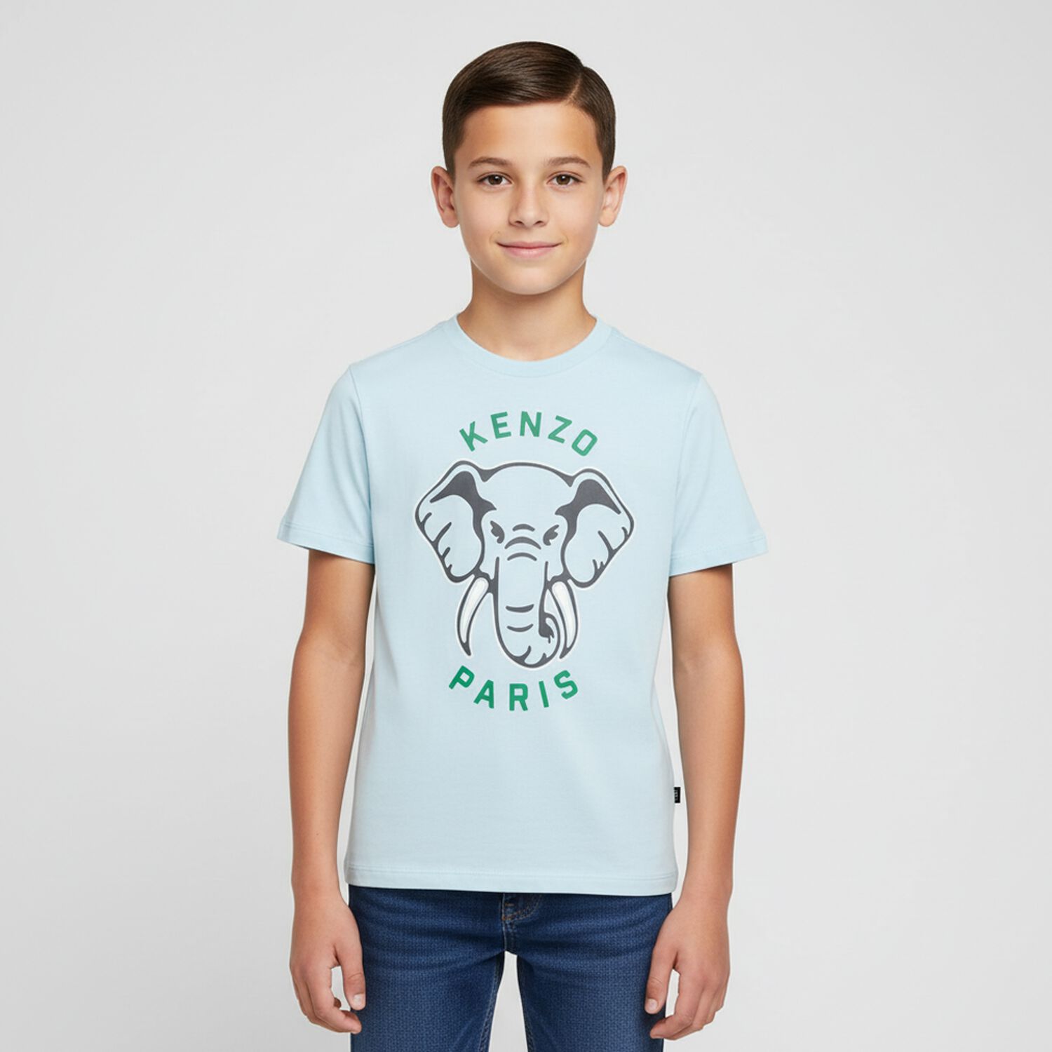 Boys Blue Elephant Logo T-Shirt, 2, hi-res