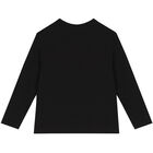 Boys Black Logo Long Sleeve Top, 1, hi-res