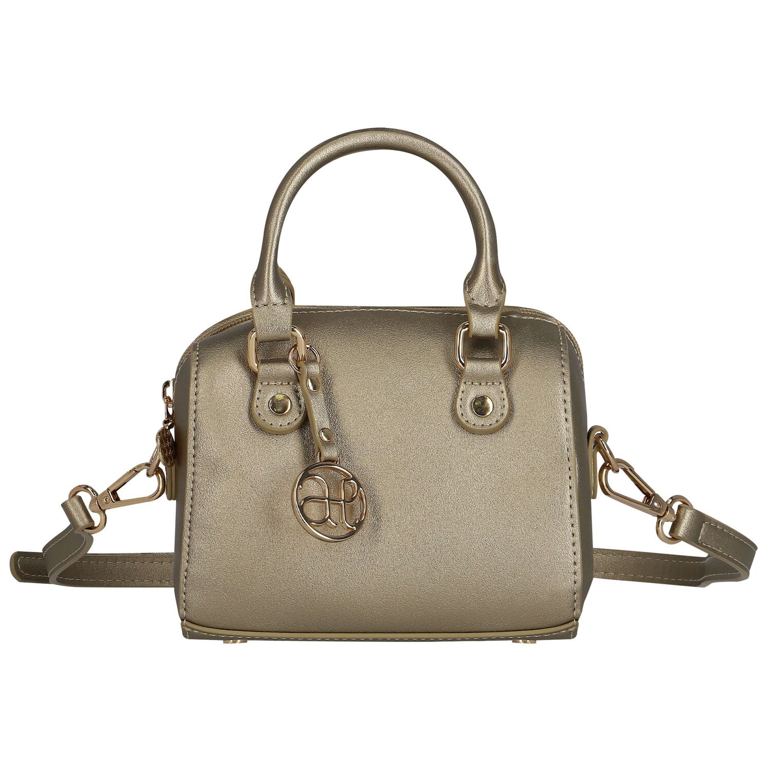 حقيبة يد بنات جلد باللون الذهبى, 1, hi-res image number null