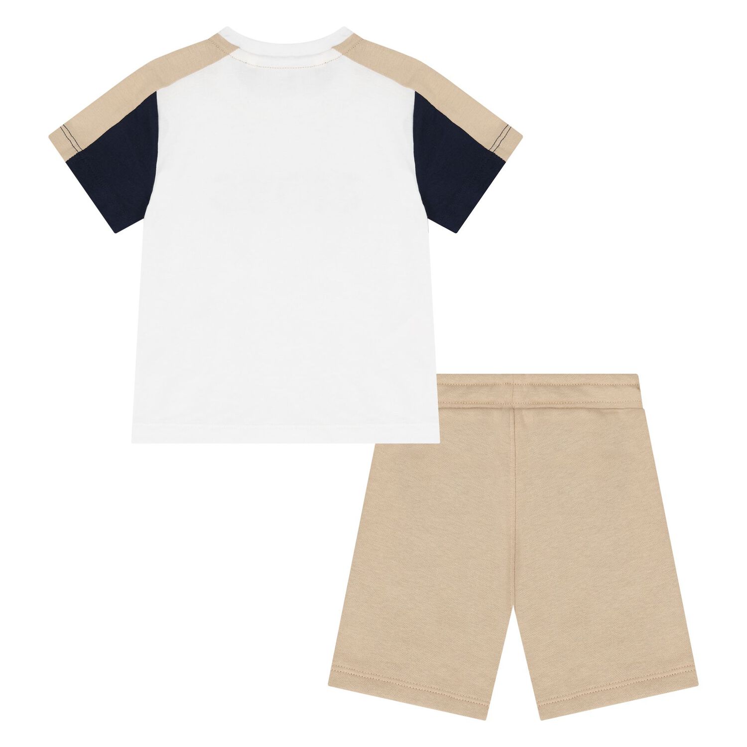 طقم شورت بالشعار باللونين الأبيض والبيج للأولاد  , 1, hi-res