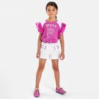Girls Pink Logo Ruffled T-Shirt, 1, hi-res