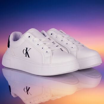 White & Black Logo Trainers