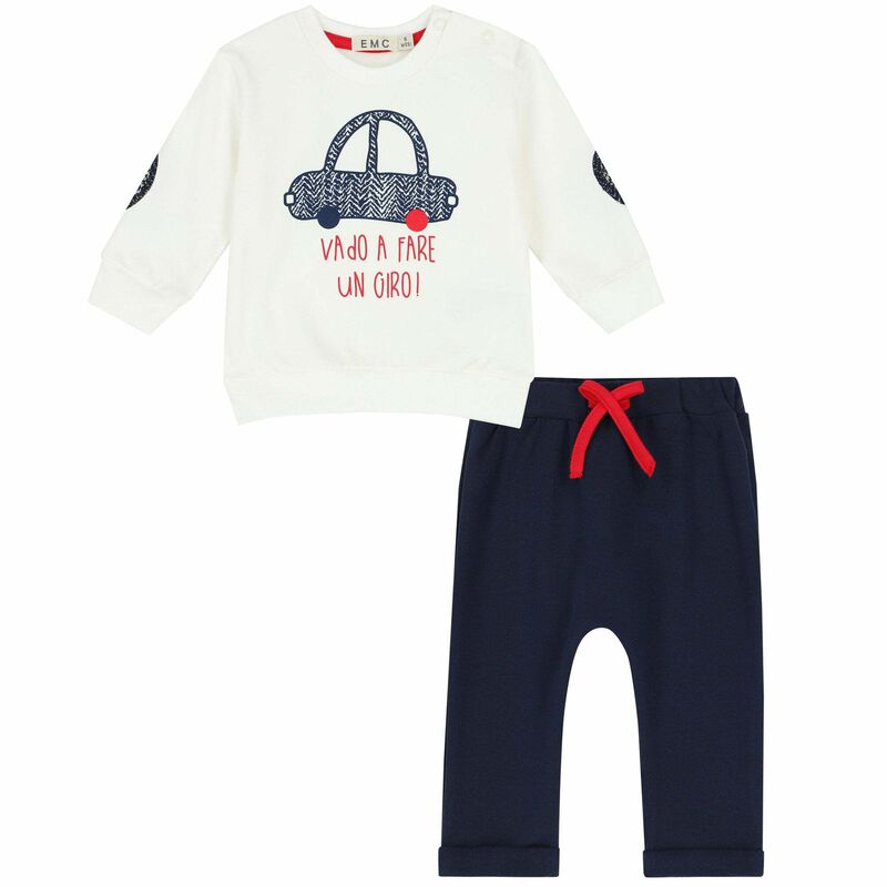 Younger Boys Ivory Top & Blue Trousers Set, 1, hi-res image number null