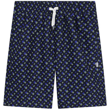 Boys Navy Blue Monogram Swim Shorts