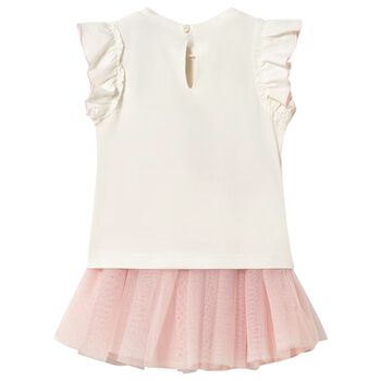 Younger Girls Ivory & Pink Skirt Set