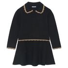 Girls Black Knitted Skirt Set, 1, hi-res