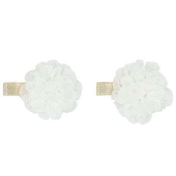 Girls White Flower Hair Clips ( 2-Pack )