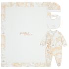 White & Beige Geo Map Babygrow Gift Set , 1, hi-res