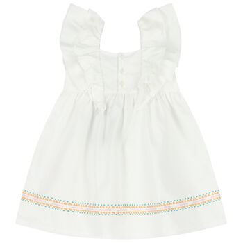 Younger Girls White Ruffled Dress